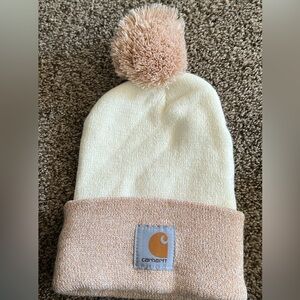 Carhartt Women’s Beige and Cream Pom-Pom Beanie